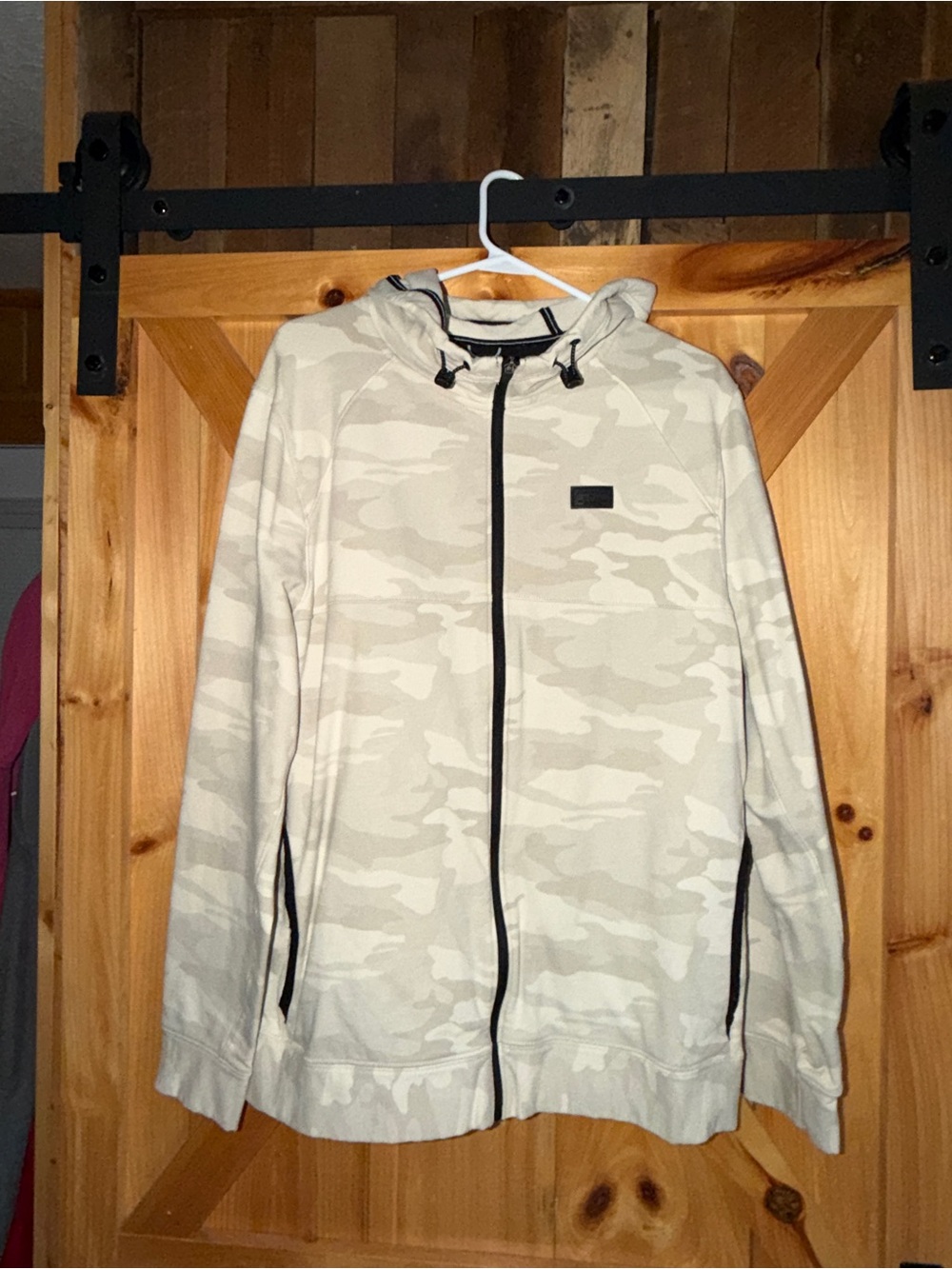 Men's Light Cream Camo Zip-Up Hoodie Sweater Abercrombie &